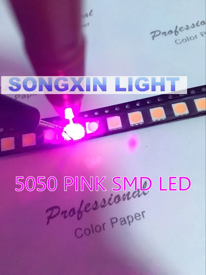 100 шт./лот SMD 5050 Розовый smd светодиод smt розовая светодиодная PLCC 6 3 вилочным