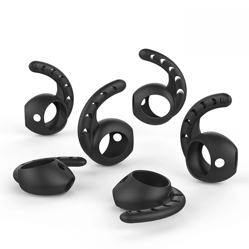 Replacement Soft Silicone Antislip Ear Cover Hook Earbuds Tips Earphone Silicone Case for Earpods EarPods 3 Pairs Black