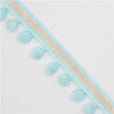 Light blue Отделка помпоном кружевная лента для рукоделия DIY свадебное украшение для шитья на ткани аксессуар 3,5 см ручная работа пэчворк полиэстер 1 ярд - Цвет: Light blue