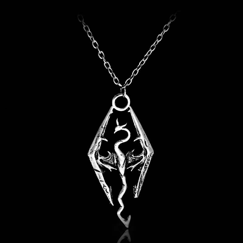 Skyrim Elder Scrolls Дракон колье ожерелье с подвесками в форме динозавров винтажном