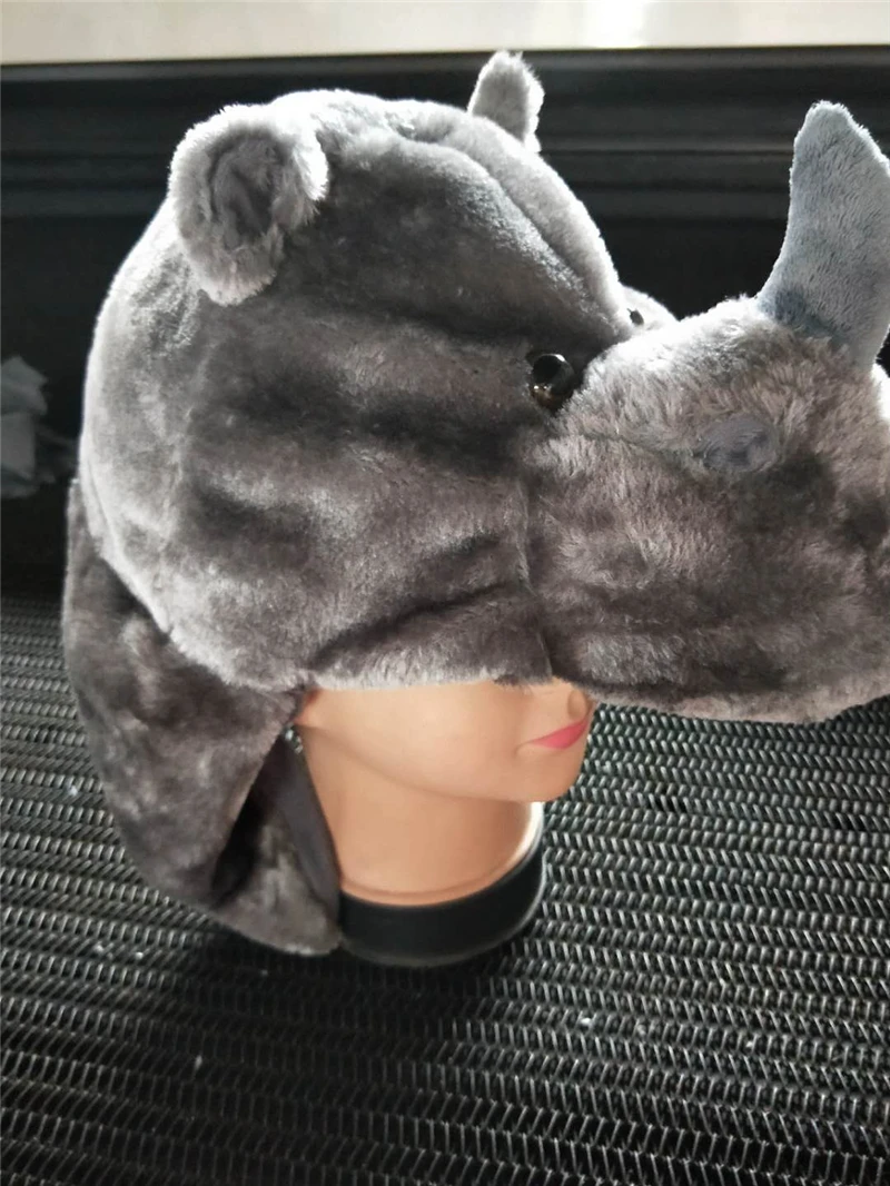 Новый мягкий теплый животных Кепки носорог Костюм вечерние школы милый Rhino