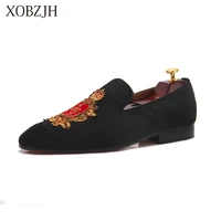 italian genuine leather wedding loafers men luxury dress red bottom shoes designer handmade g shoes high quality man brand shoes