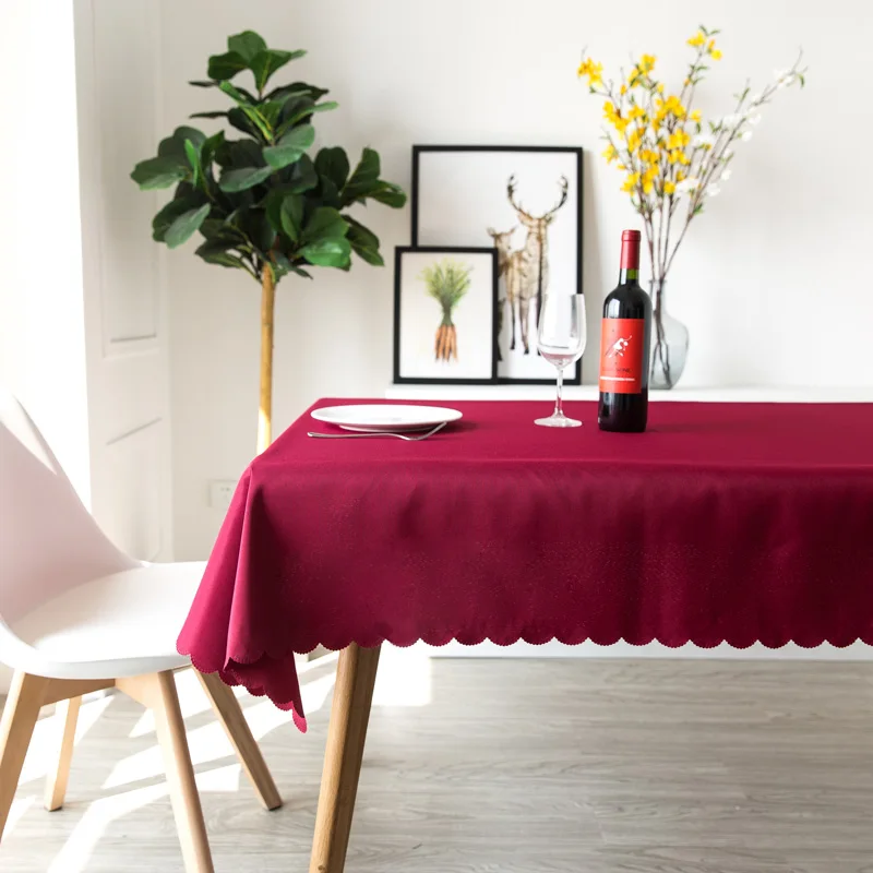 Wine Red YRYIE,, одноцветная белая скатерть из полиэстера, скатерть для столовой, прямоугольная, простая, красная скатерть - Цвет: Wine Red