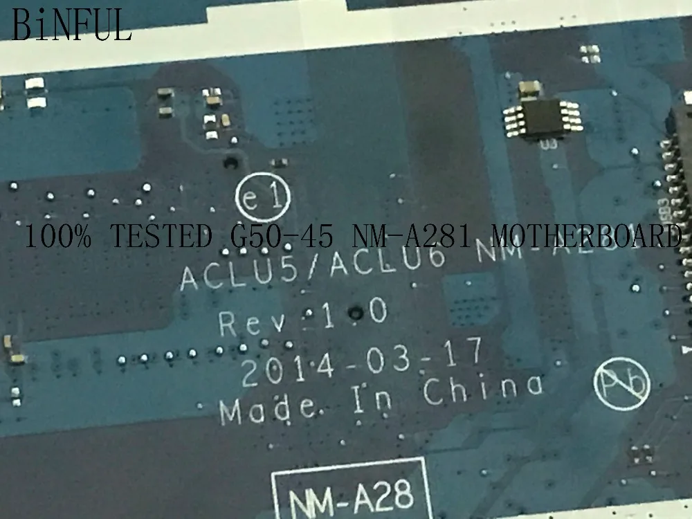 Материнская плата BiNFUL NEW 100% протестирована ACLU5/ACLU6 материнская для LENOVO NM A281