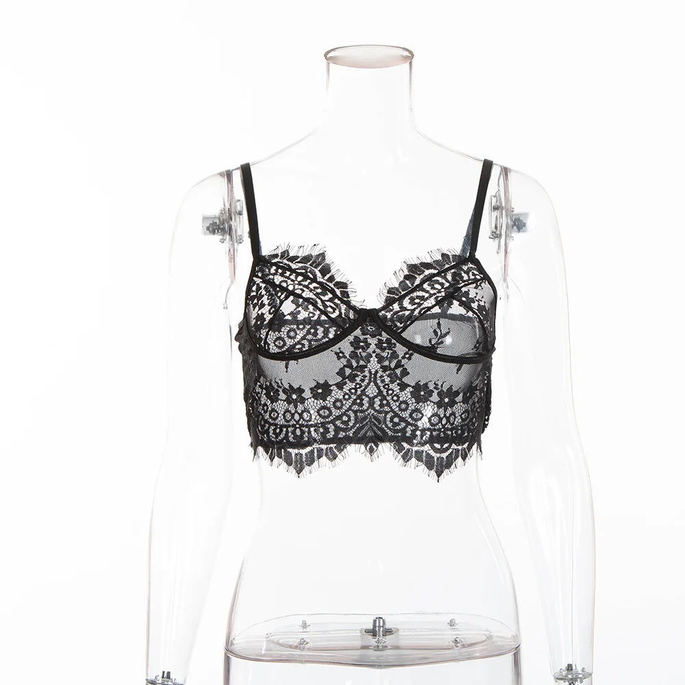 Элегантный шикарный Бралетт сексуальный кружевной кроп топ с ресницами женское