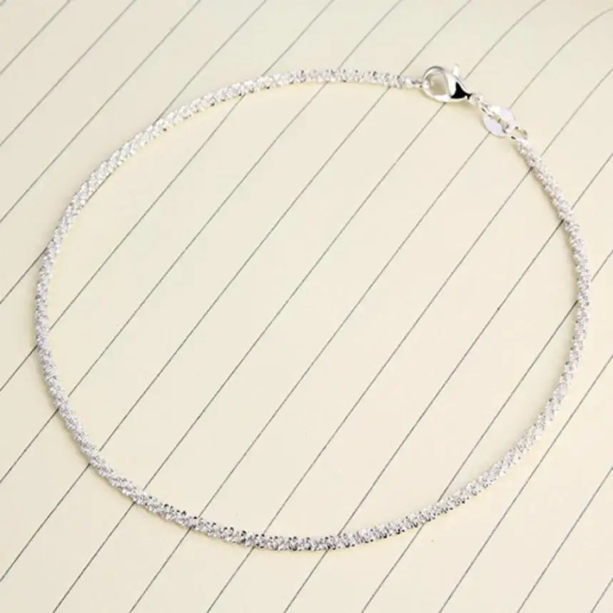 Женский серебряный ножной браслет с бусинами цветок маргаритки/пеньковая