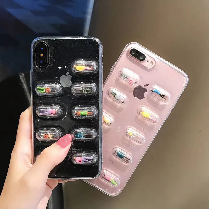 3D мультяшная Капсульная кукла чехол для телефона iPhone X 10 модный прозрачный ТПУ