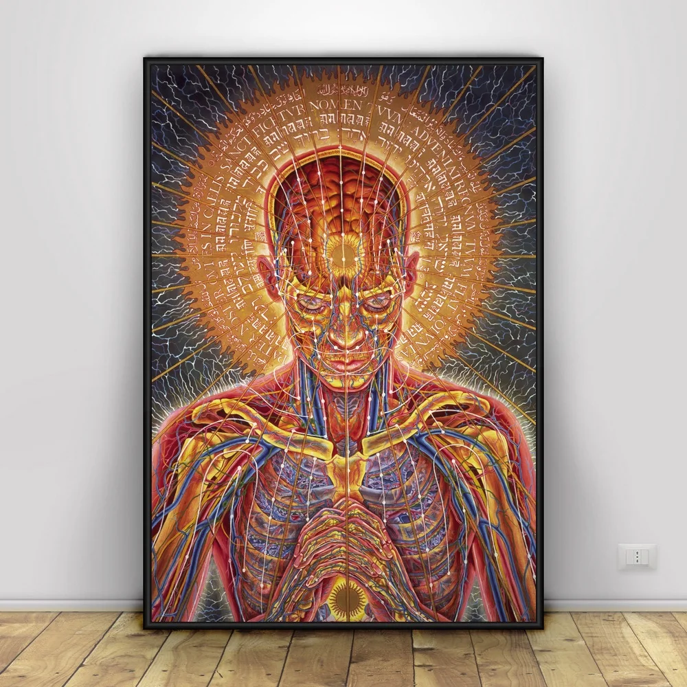 Alex серый Psychedelic Art шелковая ткань плакат печать классический настенный