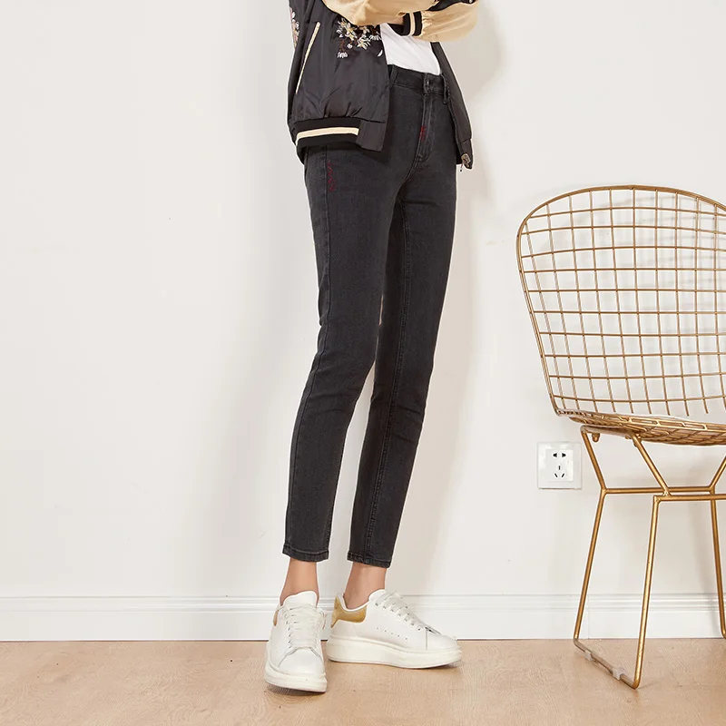 LEIJIJEANS Новое поступление весенние леггинсы размера плюс серые женские джинсы