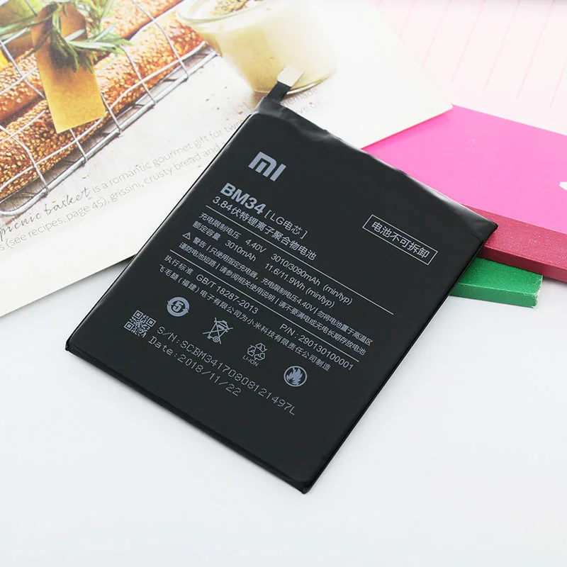 Оригинальный Xiao mi Note Pro Аккумулятор BM34 3090 мАч для Xiaomi 4 ГБ ОЗУ Высокое качество