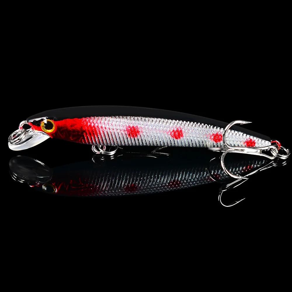 

6pc 3D Eye Minnow Sunlure Fishing Artificial Bait Lures Hard Lure Fishing 7.5cm-2.95"/0.19oz-5.5g Tackle 6# Hook Hard Set