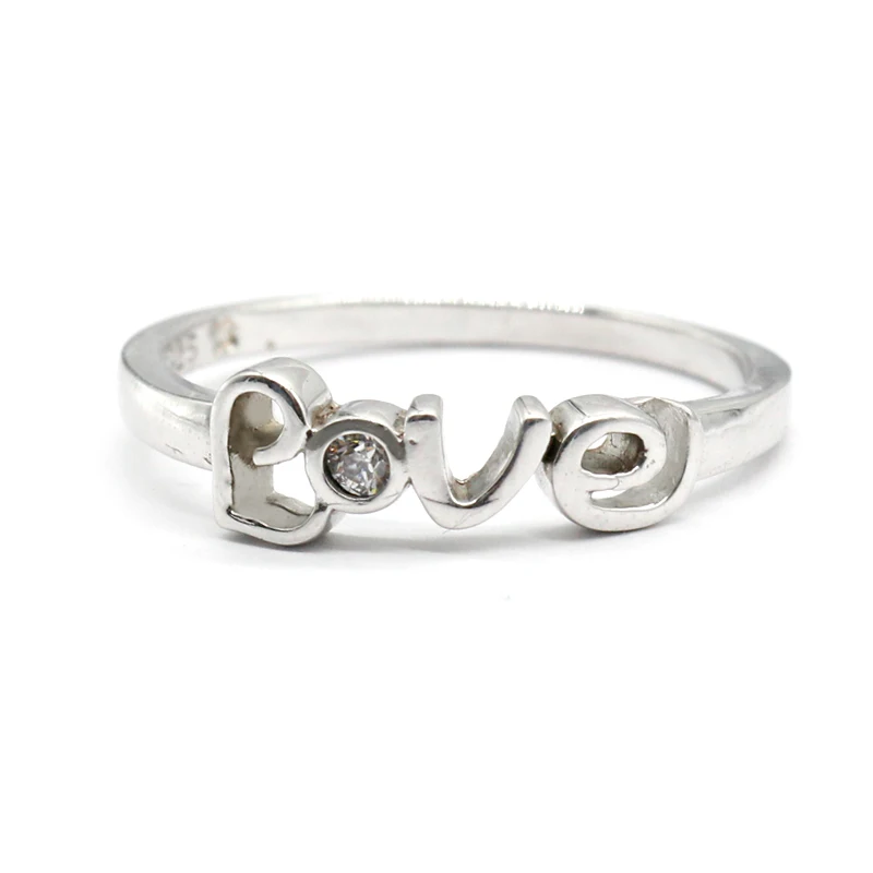 925 пробы Silve, циркониевое модное простое кольцо дружбы с надписью "LOVE" для женщин, обручальные кольца, ювелирные изделия на День святого Валентина, подарки