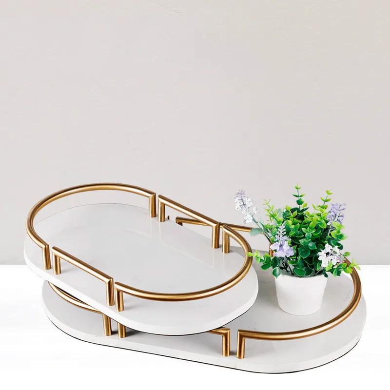 Металлическая дуговая ручка Белый Мраморный поднос европейская модель комнаты