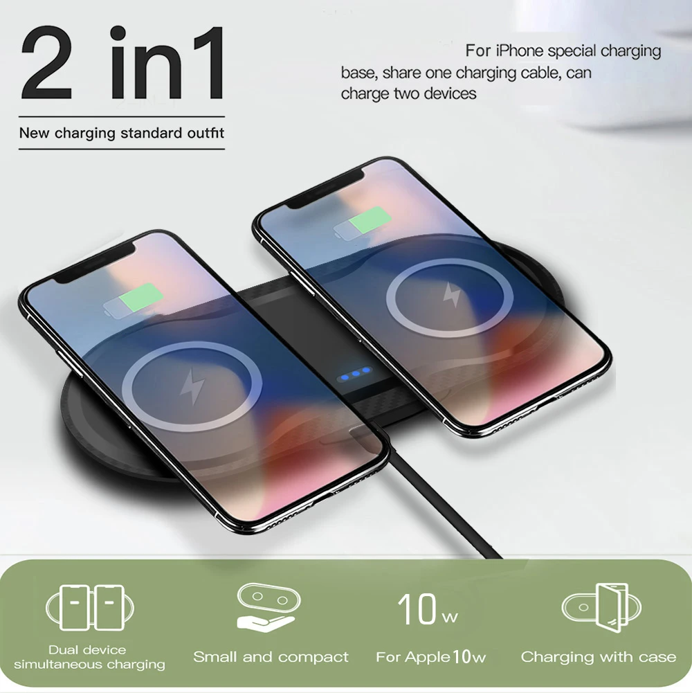 Беспроводное зарядное устройство FDGAO 2 в 1 20 Вт QI для iPhone 12 11 Pro XS Max XR X 8 Samsung S21 S20 S10