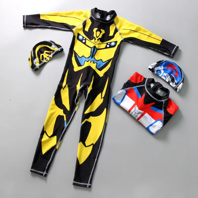 Цельный Детский купальник для мальчиков купальный костюм с длинными рукавами