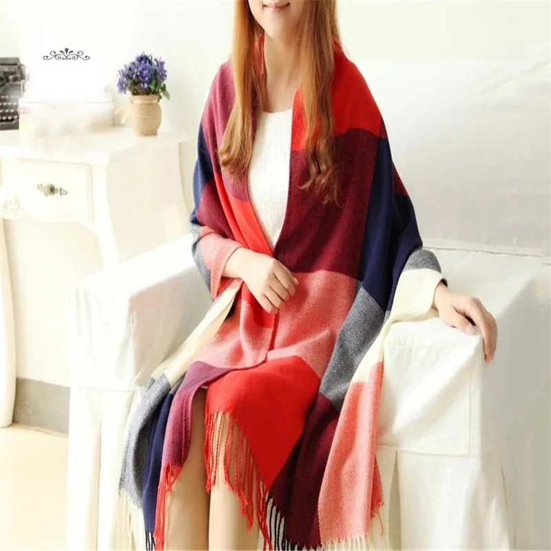 5 Color Fashion Scarf Women Men Luxury Brand 2018 Tartan Cashmere Winter Warm Plaid Wool Shawl Silk Scarves Echarpe Hiver | Аксессуары