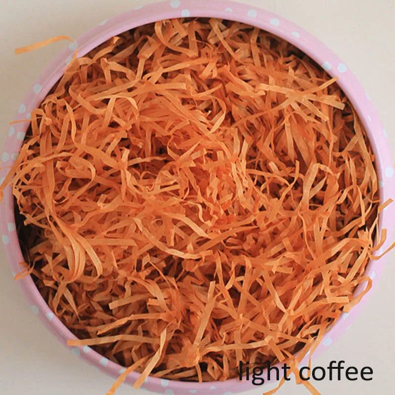 light coffee 1 пакет упаковка подарок 100 г красочная измельченная бумажная рафия наполнитель подарочной коробки аксессуары для свадебной вечеринки сморщенная нарезанная бумага Shred - Цвет: light coffee