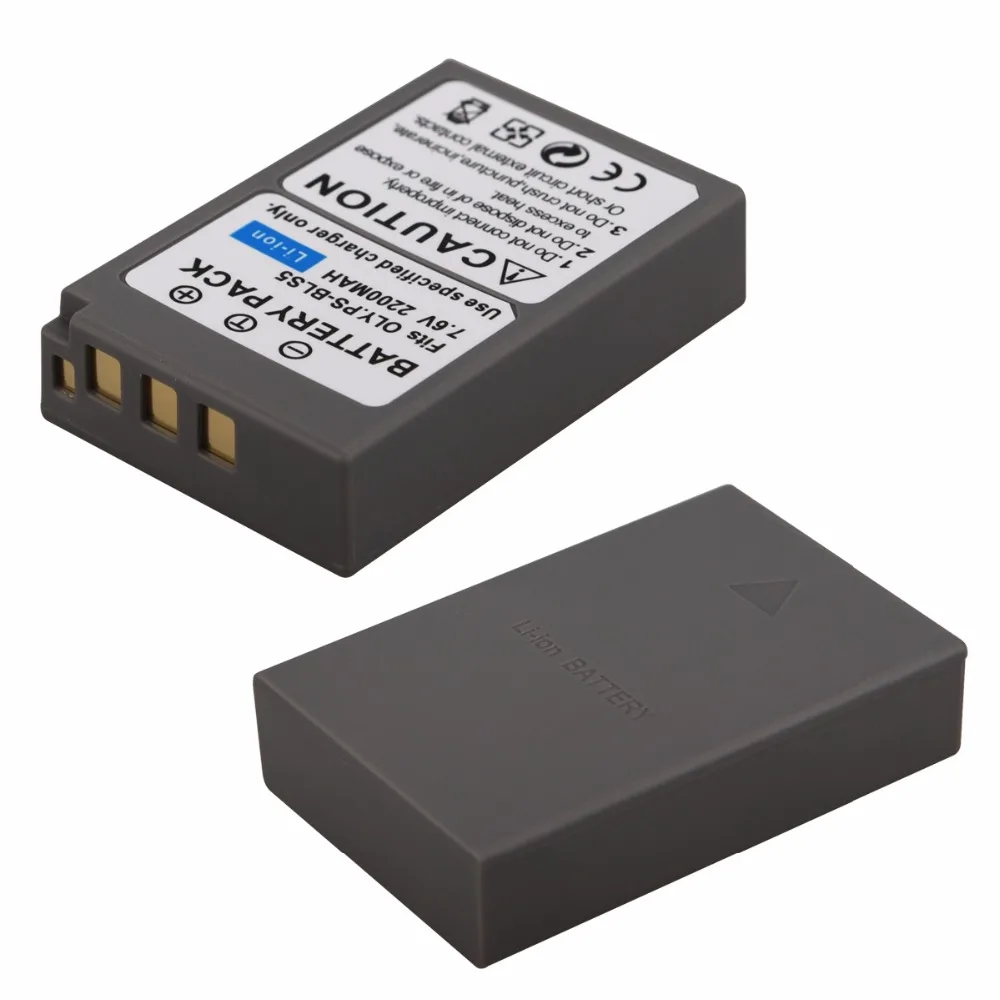2x BLS-5 BLS5 2200mAh аккумулятор+ Автомобильное зарядное устройство+ адаптер EU для Olympus OM-D E-M10, Mark III, Mark II, PEN E-PL2, E-PL6, E-PM2, Stylus 1