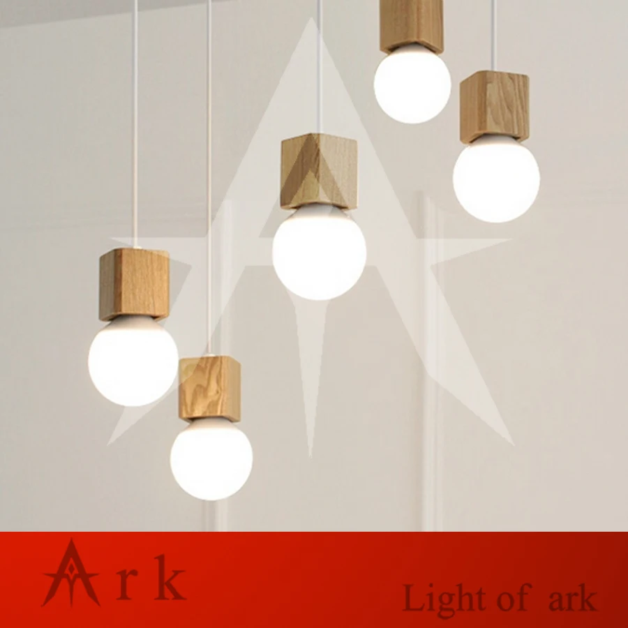 Винтажный подвесной светильник кубик дерево Ретро лампа 120 см цветная проволока