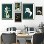 Настенная живопись на холсте с изображением лошади и жирафа микеланжело, неба, монстеры, скандинавские постеры и принты, декор для гостиной