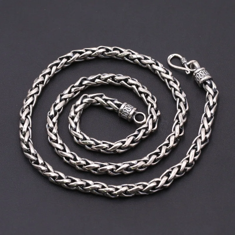 

FNJ 6 мм веревка цепочка Ожерелье Серебро 925 пробы от 50 см до 60 см модное Оригинальное S925 тайское серебро мужское ожерелье ювелирные изделия