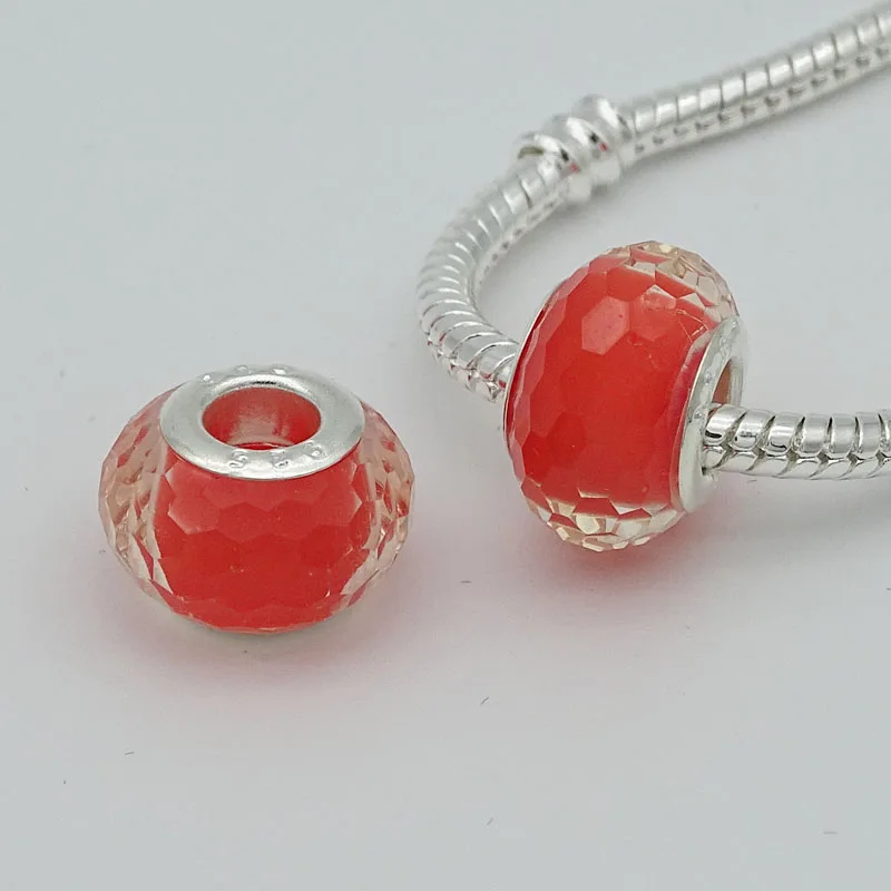 Candy red Смешанные цвета 12 шт./лот граненое муранское стеклянные бусины из хрусталя амулеты подходят к европейской Пандоре браслеты ожерелья - Цвет: Candy red