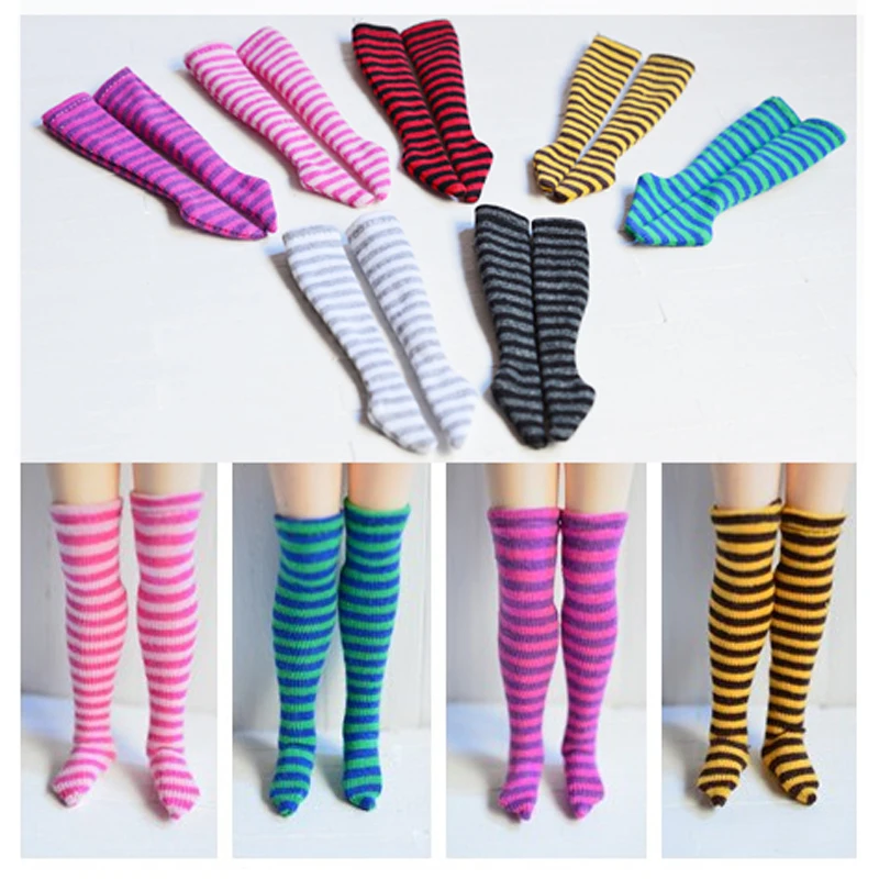 Новинка 5 пар разнообразных кукольных полосатых чулок для 1/6 Blyth Licca Barbie Pullip Doll