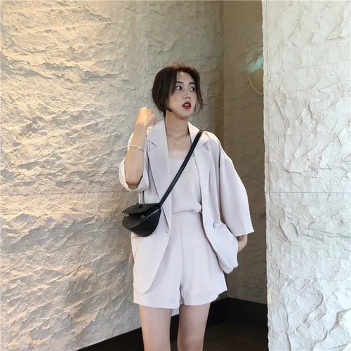 Свободный комплект из 3 предметов для женщин три четверти рукава отложной