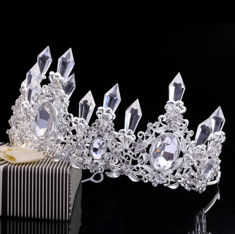 

2020 European New Design Shiny Pearl Crystal Tiara Wedding Royal Crown Bridal Tiara Accessories Rhinestone Tiaras Crowns Pageant