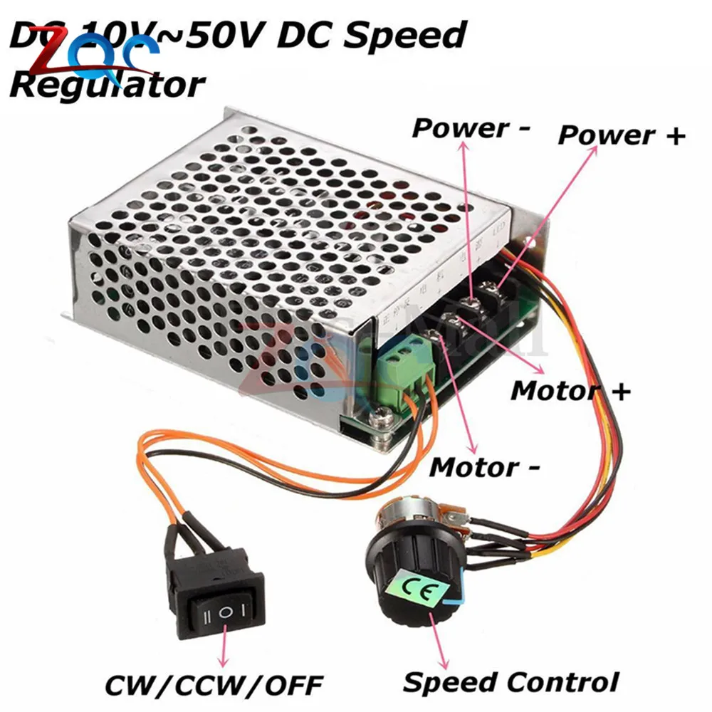 DC 10-50V 40A регулятор скорости двигателя ШИМ Мотор 12 V/24 V/36 V/48 V Перевернутый переключатель CW CCW Реверсивный импульсный драйвер 10 V-50 V