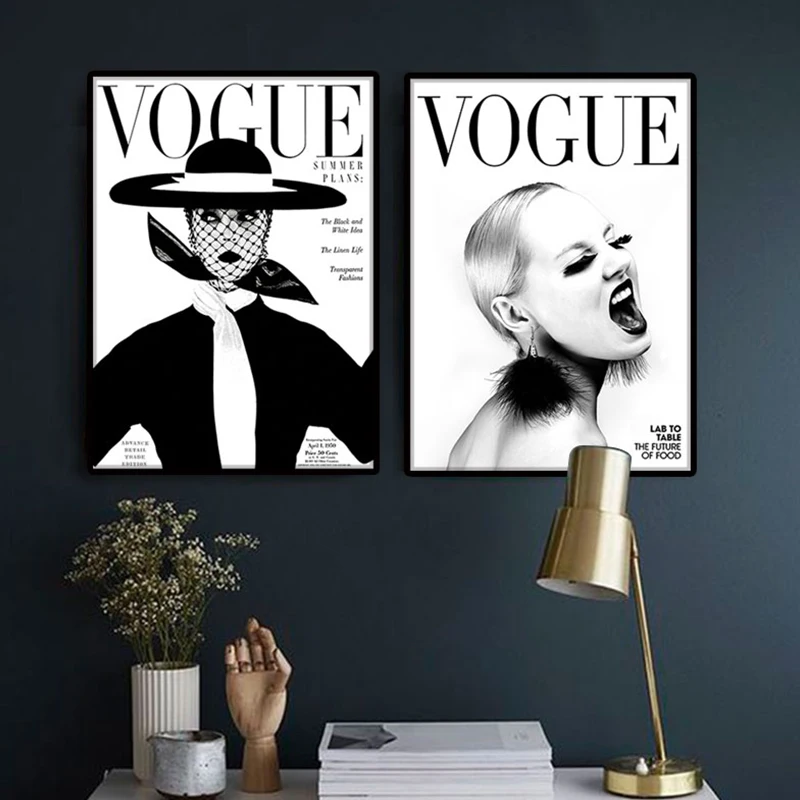 Nordic плакат современная мода 4 шт. холсте стены Портрет домашнего декора VOGUE 1950