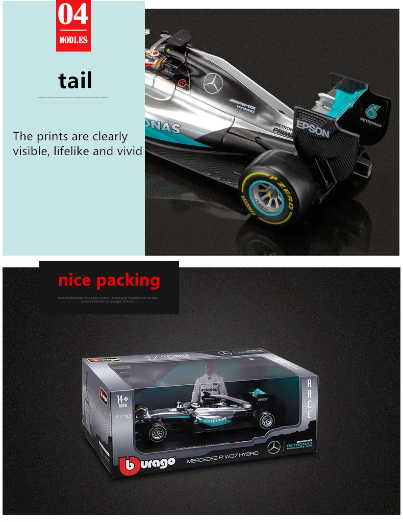 Bburago 1:18 F1 W07 Mercedes Benz NO6 производитель авторизованный имитационный сплав модель автомобиля ремесла Коллекция украшений Игрушки Инструменты