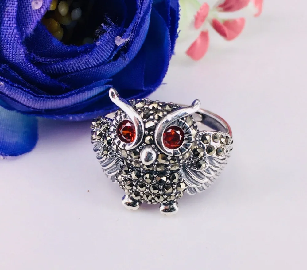 S925 pure silver jewelry with diamond ring Ms. Han edition owl Thai character small | Украшения и аксессуары