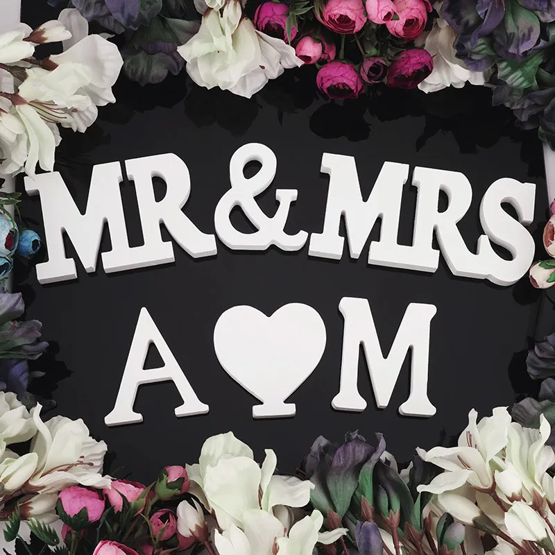 Дерево Mr Mrs Love алфавит деревянные буквы для свадьбы домашний Декор