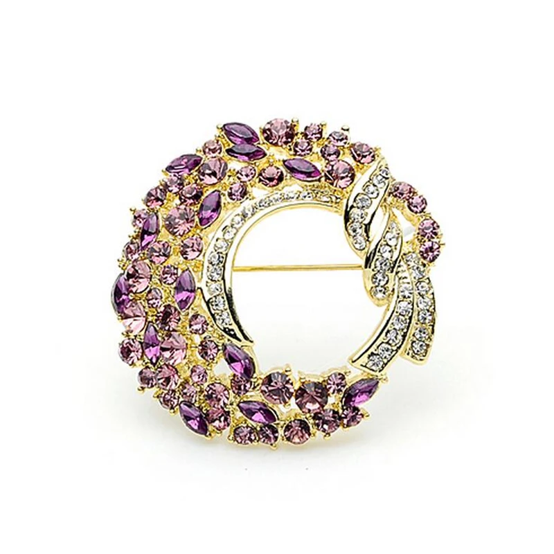 OneckOha Стразы в форме петли цветка Броши из акрилового камня Шпилька луна женские