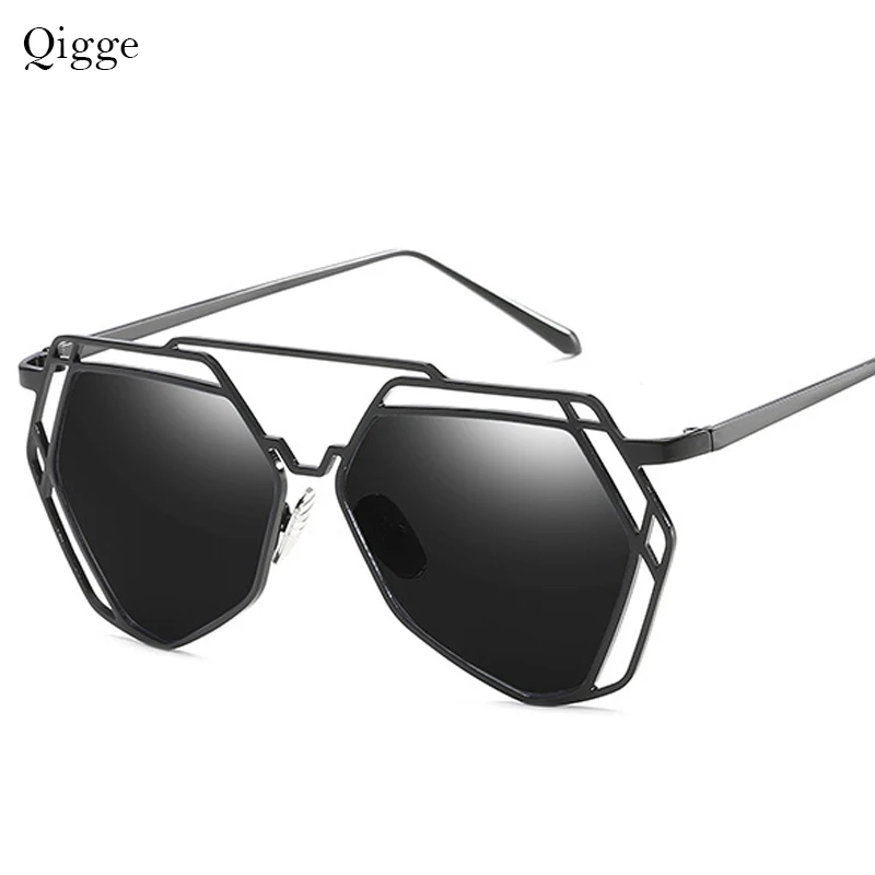 Женские солнцезащитные очки Qigge брендовые Дизайнерские Большие зеркальные