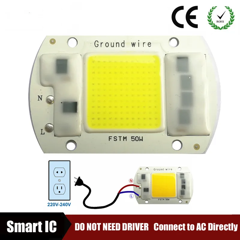 COB светодиодный светильник чип диод 5 Вт 20 30 50 Светодиодный лампа 220 V 230 IP65 Smart IC