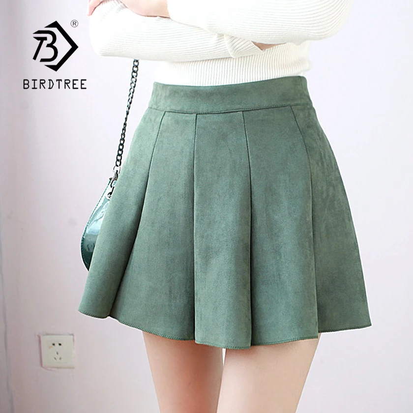 Новое поступление женские 4 цвета мини плиссированная юбка замша Твердые