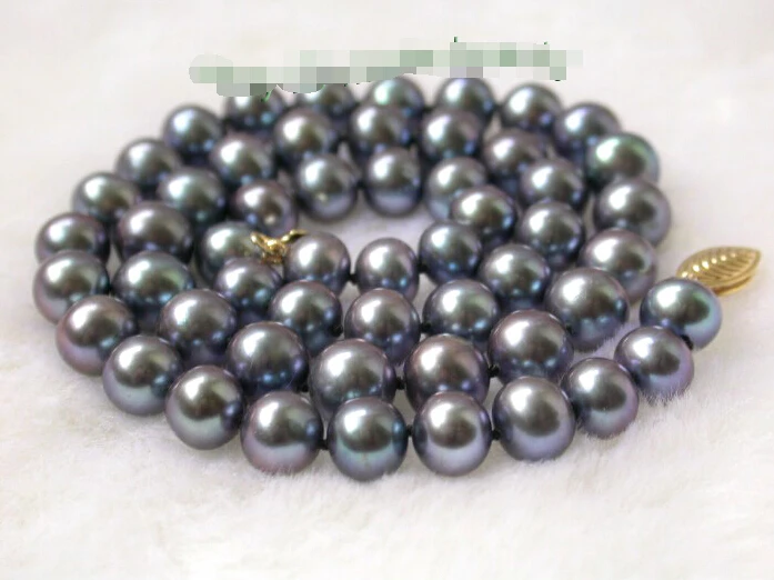 Доставка&gt потрясающий 10 мм круглый черный пресноводный жемчуг ожерелье 14KGP