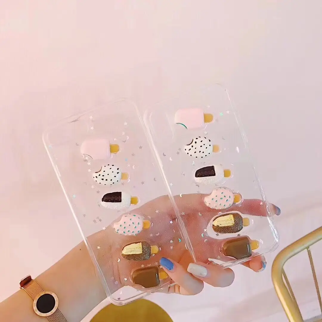 Прекрасный 3D летом мороженое чехол для телефона iPhone 6 S 7 8 плюс Сияющий Блеск