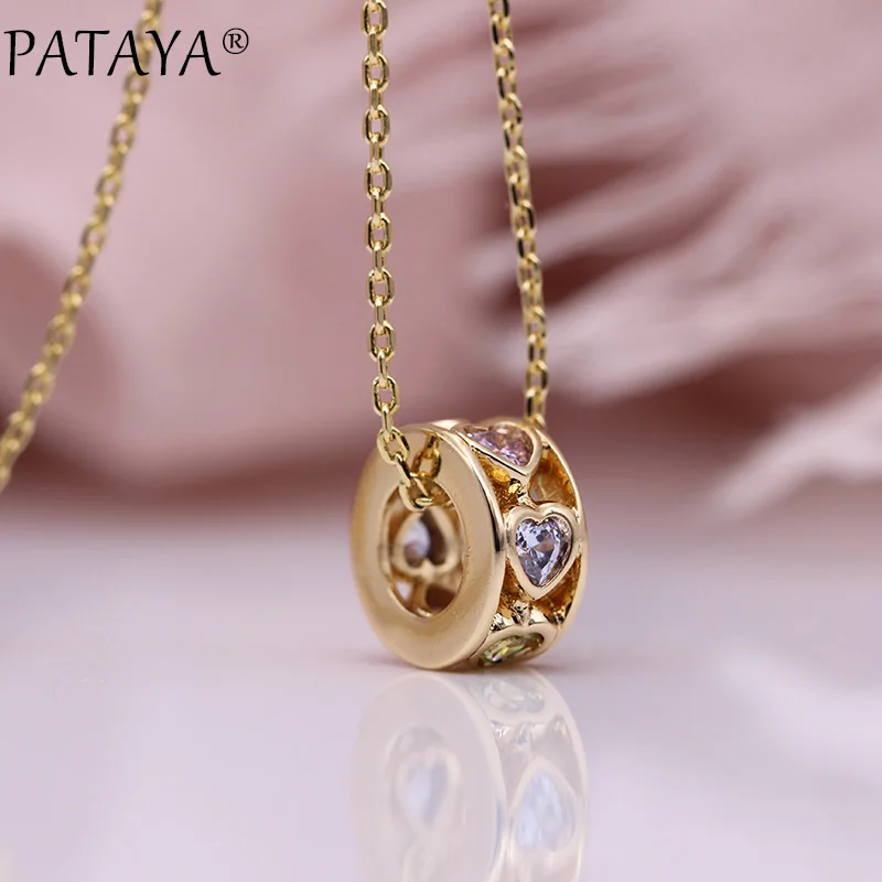 PATAYA, новинка, подарок для любви, длинные ожерелья, 585, розовое золото, для женщин, свадебные, модные ювелирные изделия, красочные, натуральный циркон, роскошные маленькие подвески
