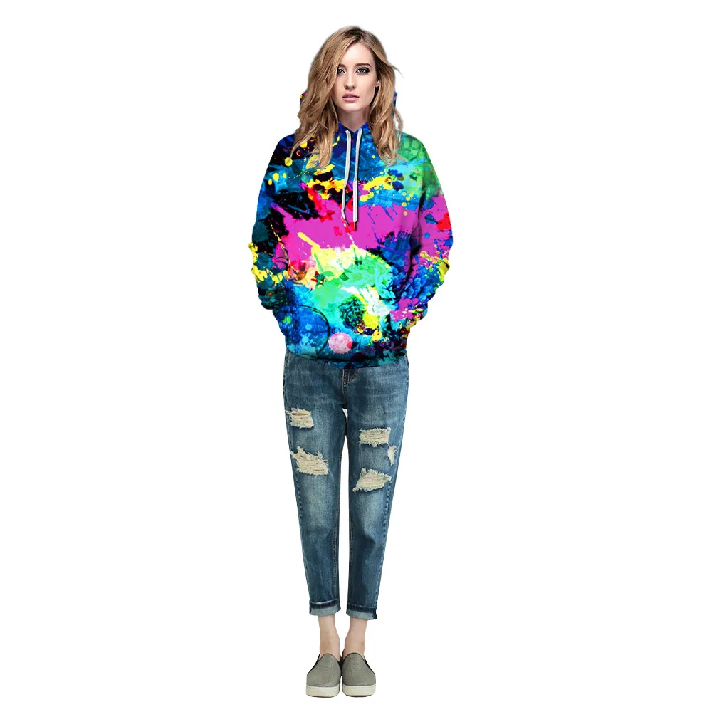 

2019 fashion hip hop men/women's pullovers 3D digital print dazzling colorful graffiti hooded longsleeve loose polyester hoodies