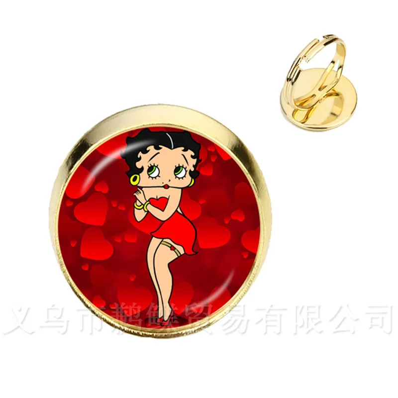 Betty Boop кольца милые девушки 80 винтажные сексуальные женские стеклянный купольный