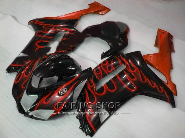 Обтекатели для кузова с красным пламенем KAWASAKI NINJA ZX6R 2008 08 07 2007 литья под давлением
