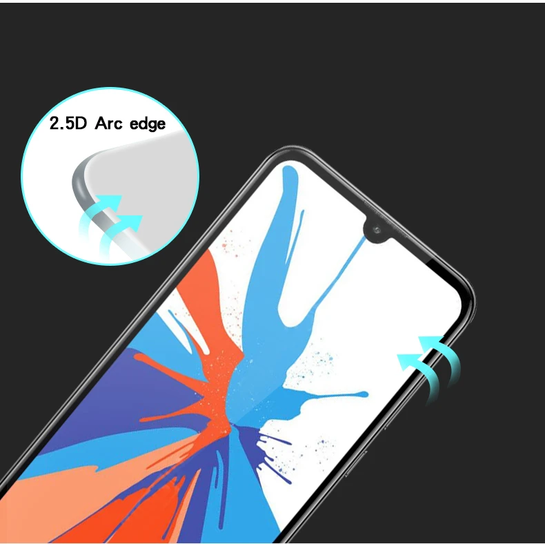 Защитное стекло с полным покрытием из клея для Huawei Y7 2019 закаленное пленка