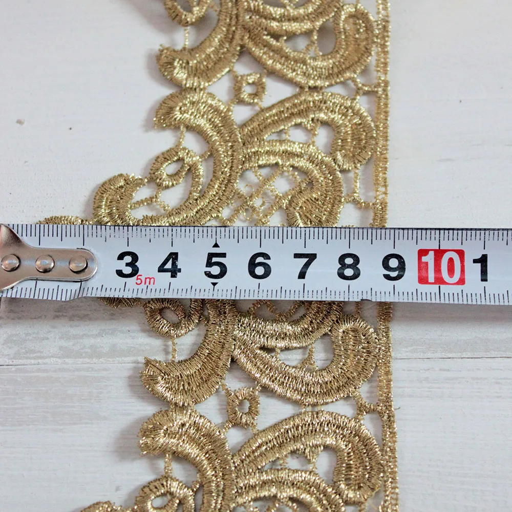 1yd 9 см широкая винтажная Золотая Водорастворимая вышитая Корона Цветочная
