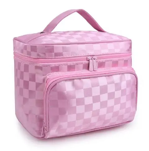 Square pink Женские косметички полосатый рисунок организатор косметичка складная дорожная косметичка большая вместительная косметичка ZL900Z - Цвет: Square pink