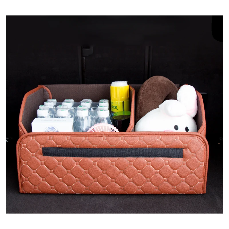 Купить Ящик для хранения в багажник автомобиля, сумка-Органайзер из искусственной кожи, складной большой контейнер для хранения груза, аксессуары ...