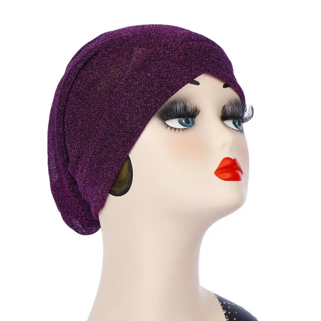 12PCS Glitter Bonnet Turban Fashion Wome Hat Indian Muslim Head Scarf Cover Headwrap Cancer Chemo Random Color | Аксессуары для