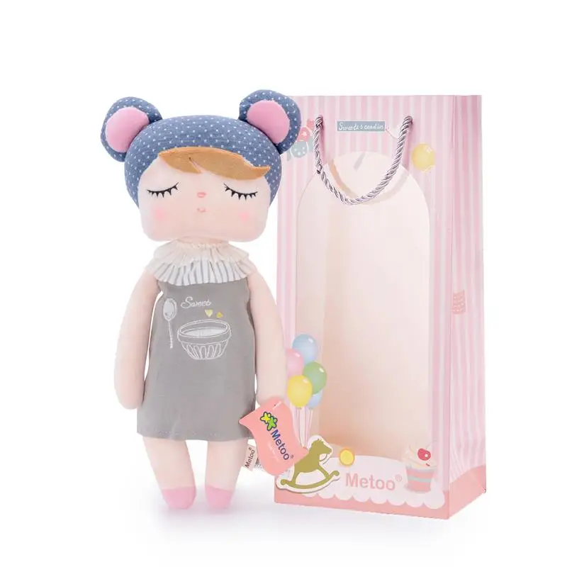 Blue Mikey Metoo Плюшевые игрушки Анжела куклы с коробкой Dreaming Girl одежда шаблон юбка плюшевый кролик мягкие Подарочные игрушки для детей - Цвет: Blue Mikey